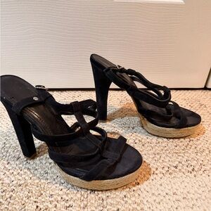 Vintage BCBG Black Suede Gladiator Heels-size 8